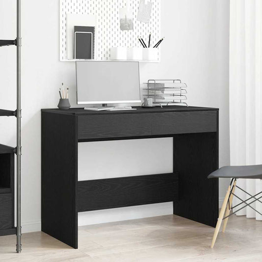 fekete tölgyszínű szerelt fa íróasztal 101x50x76,5 cm