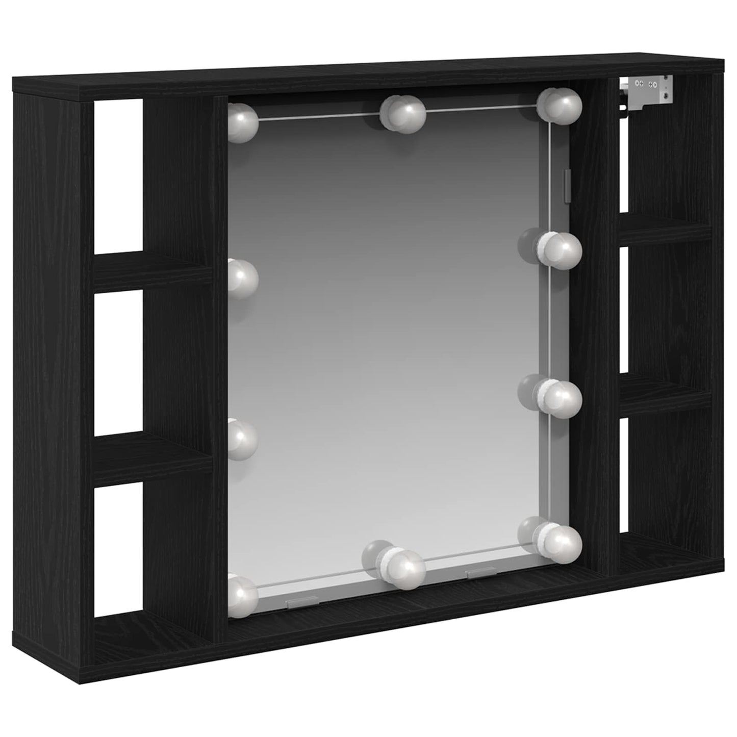 Tükörszekrény polcokkal Fekete tölgy 76 x 15 x 55 cm Szerelt Fa