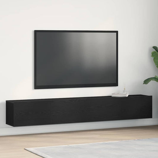 TV szekrény 2 pcs Fekete 100 x 30 x 30 cm Faanyag