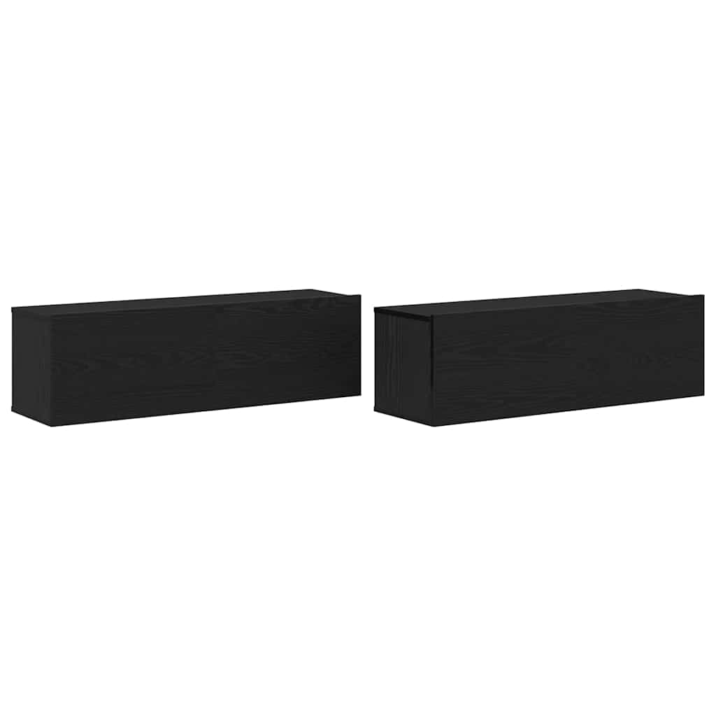 TV szekrény 2 pcs Fekete Szerelt Fa