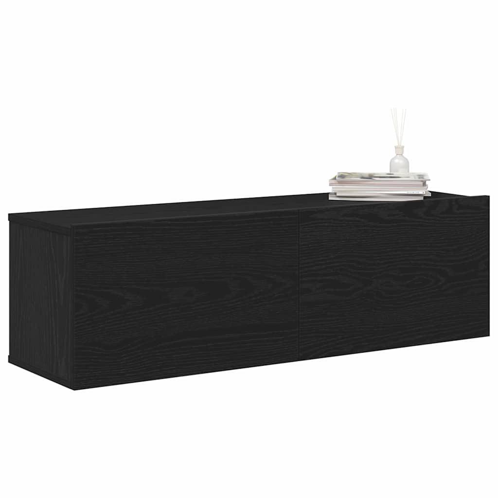 TV szekrény 2 pcs Fekete Szerelt Fa