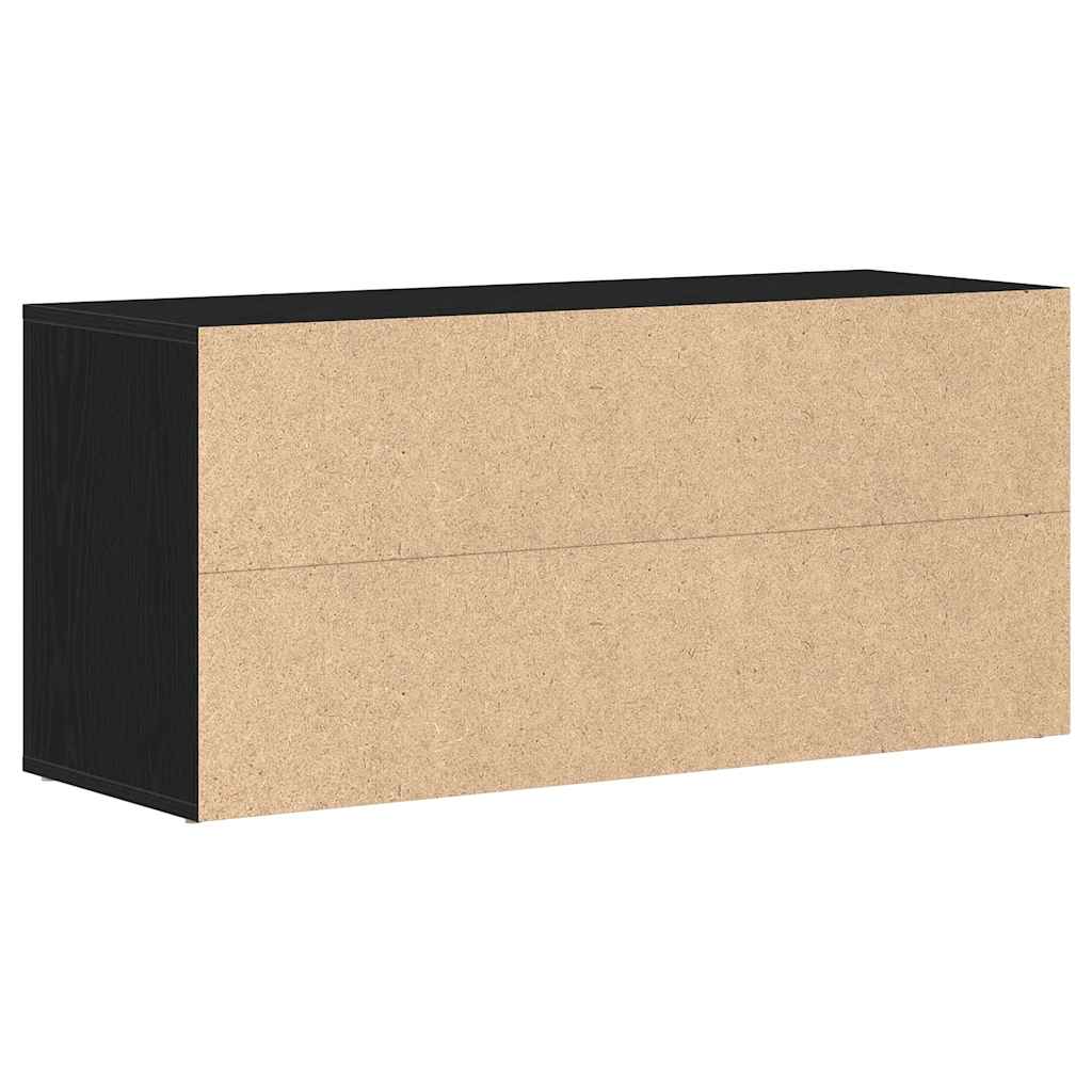 fekete tölgyfa cipőpad 100 x 35 x 45 cm rétegelt fából