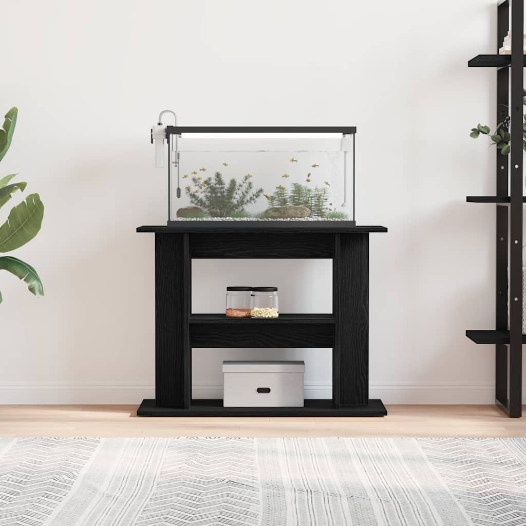 fekete tölgy szerelt fa akváriumi állvány 80x35x60 cm