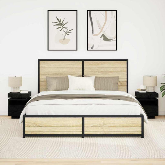 Éjjeliszekrény 2 pcs Fekete tölgy 40 x 39 x 48,5 cm Faanyag