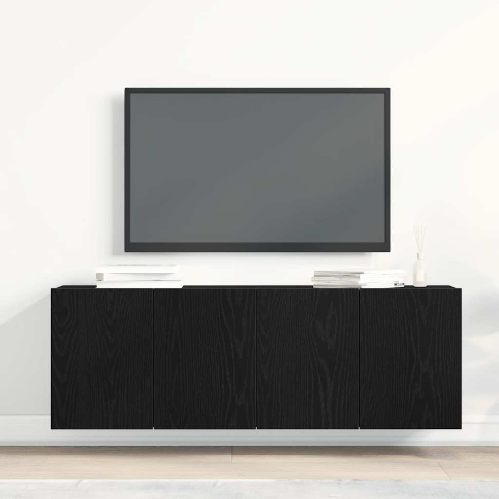 2 db fekete tölgyfa TV-szekrény 120 x 30 x 41 cm