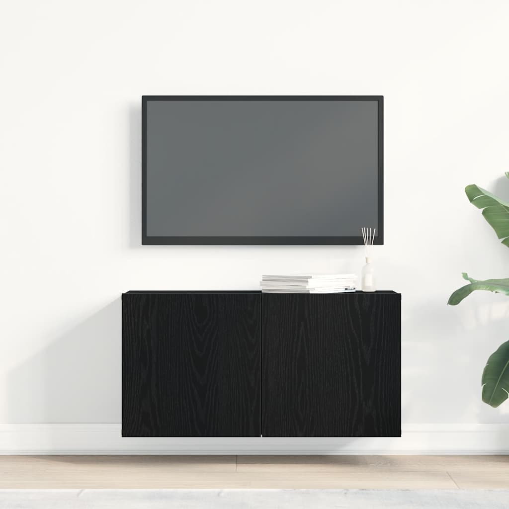 fekete tölgyfa TV-szekrény 80 x 30 x 41 cm