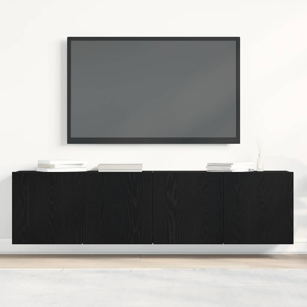 2 db fekete tölgyfa TV-szekrény 160 x 30 x 41 cm