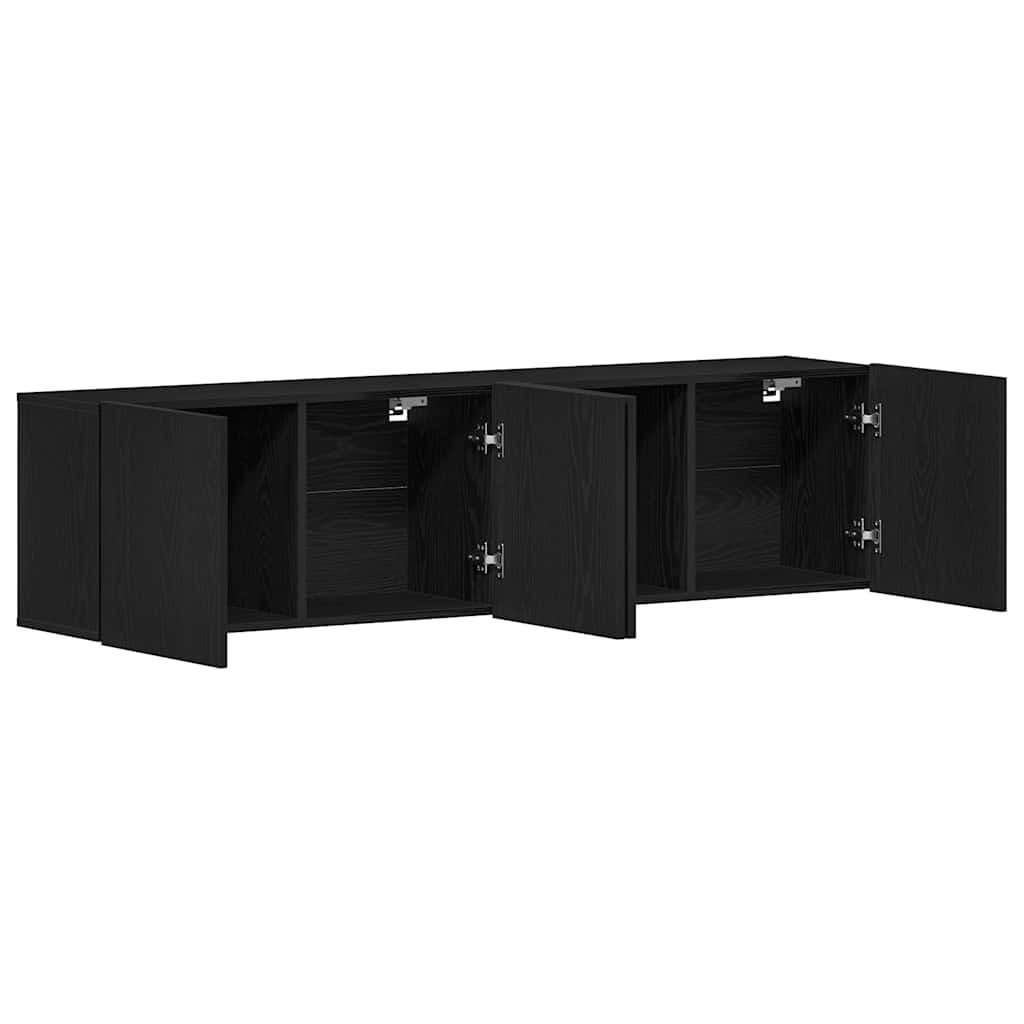 2 db fekete tölgyfa TV-szekrény 160 x 30 x 41 cm