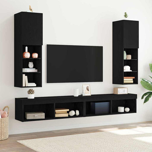 TV szekrény garnitúra 2 pcs Fekete tölgy 30,5 x 30 x 102 cm