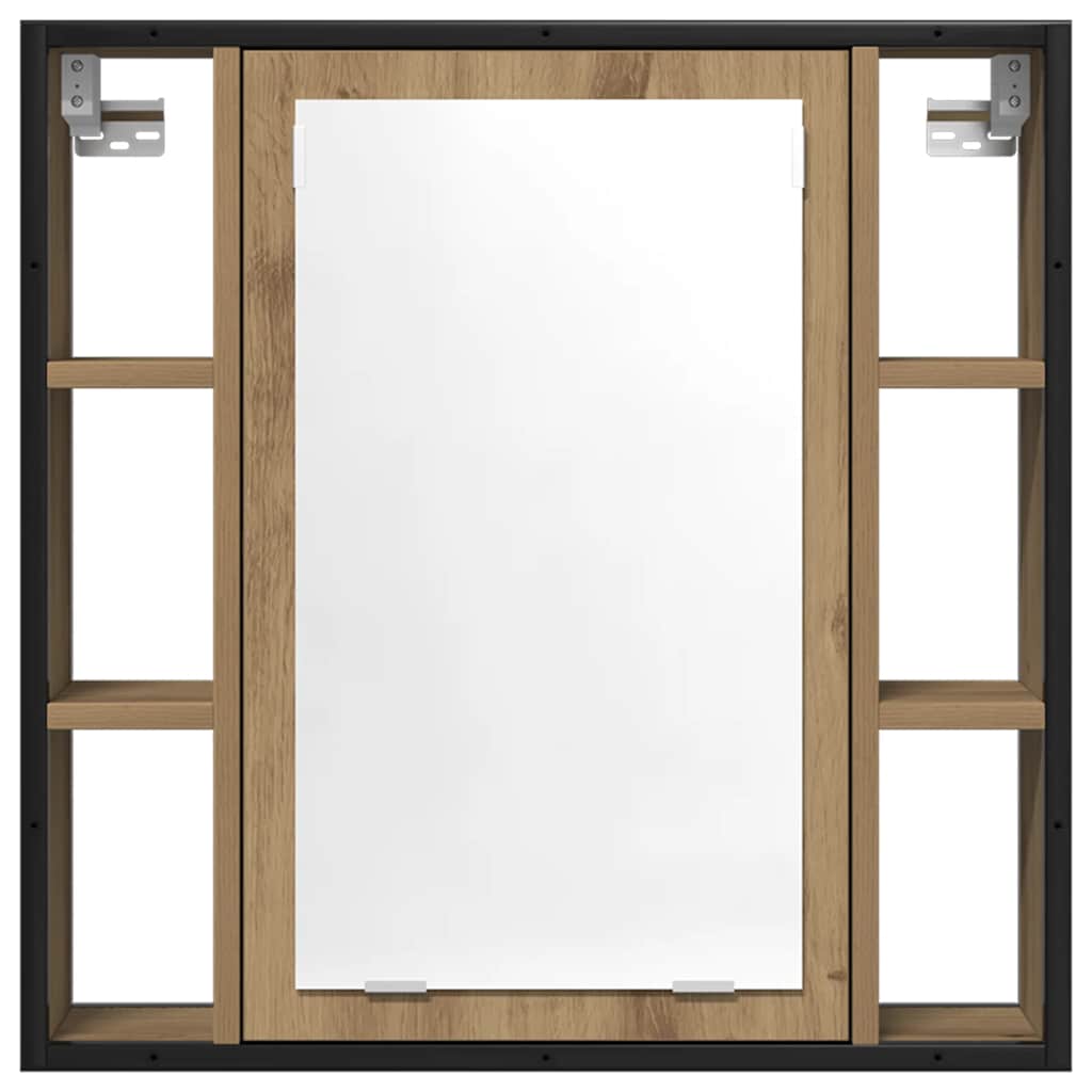 kézműves tölgy szerelt fa tükrös fürdőszobaszekrény 60x16x60 cm