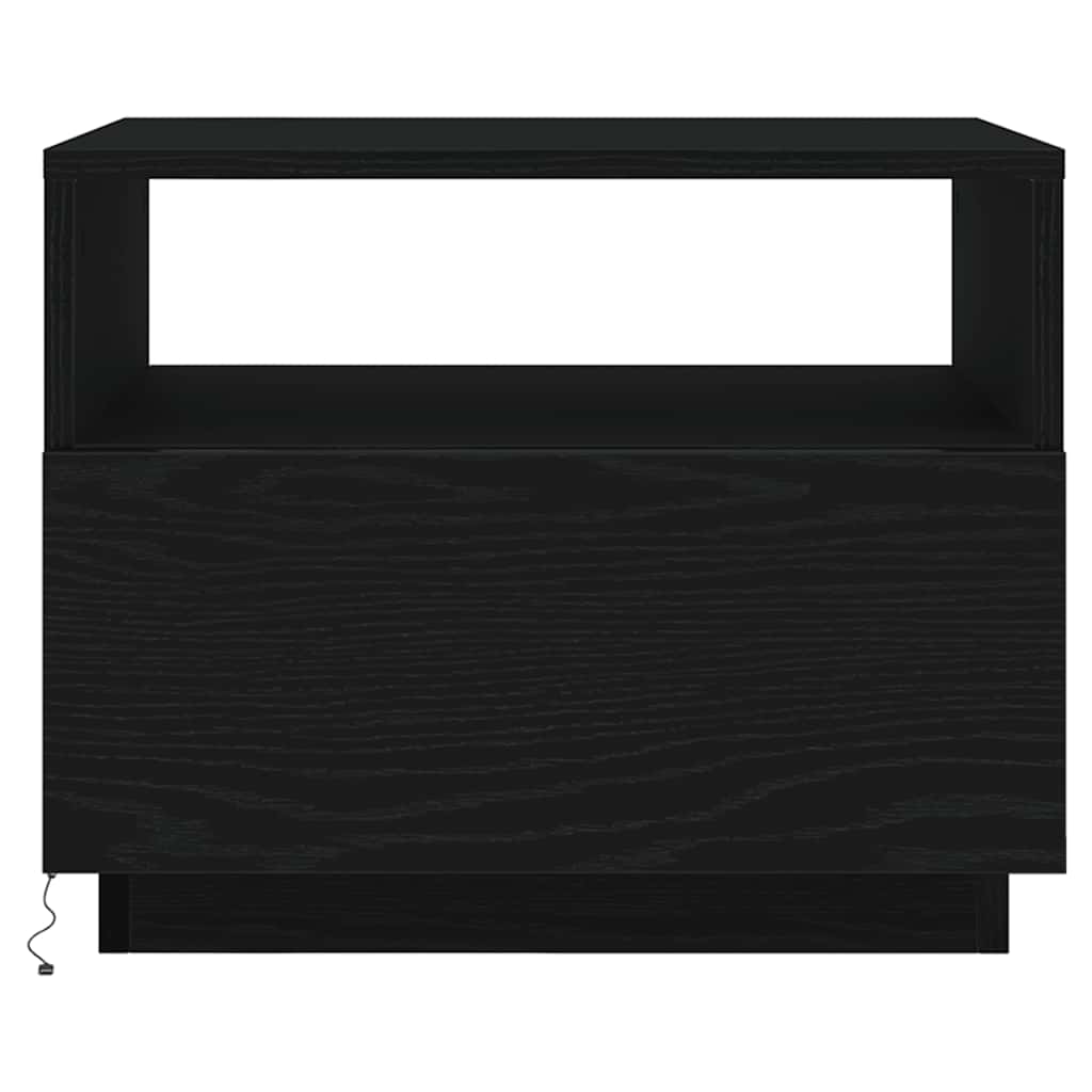 fekete tölgyszínű dohányzóasztal LED-lámpákkal 50x49x40 cm