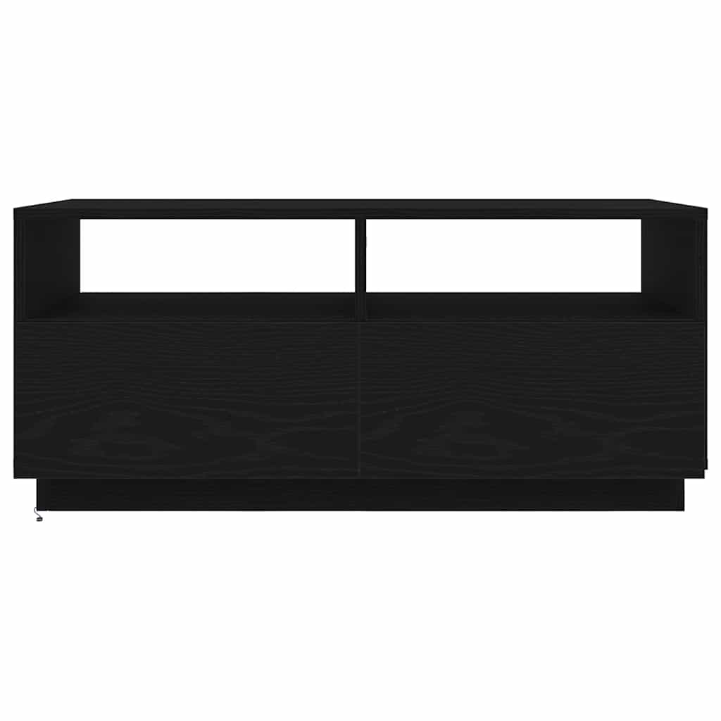 fekete tölgyszínű dohányzóasztal LED-lámpákkal 90x49x40 cm
