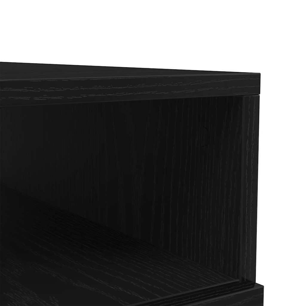 fekete tölgyszínű dohányzóasztal LED-lámpákkal 90x49x40 cm