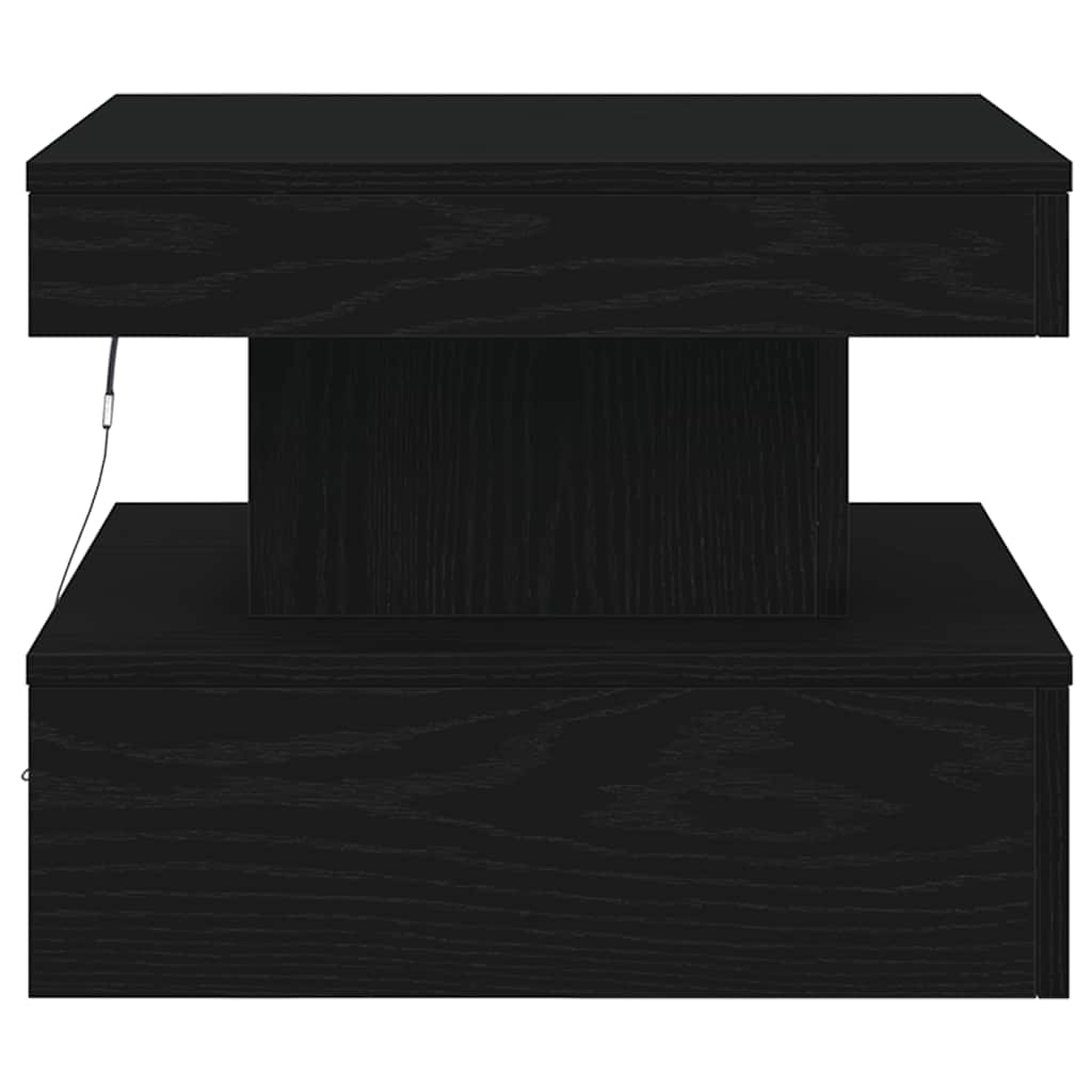 fekete tölgyszínű dohányzóasztal LED-lámpákkal 50 x 50 x 40 cm