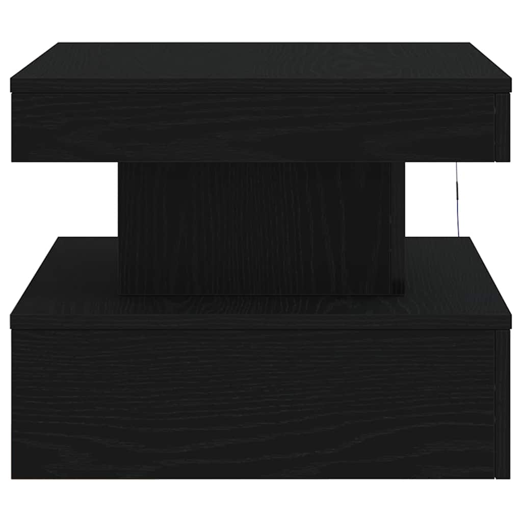 fekete tölgyszínű dohányzóasztal LED-lámpákkal 50 x 50 x 40 cm