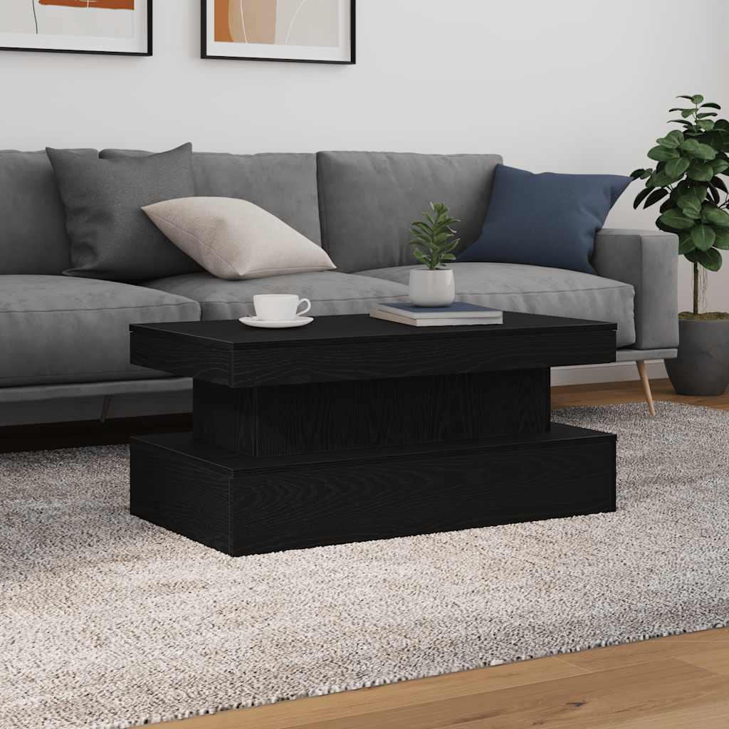 fekete tölgy dohányzóasztal LED-lámpákkal 90x50x40 cm