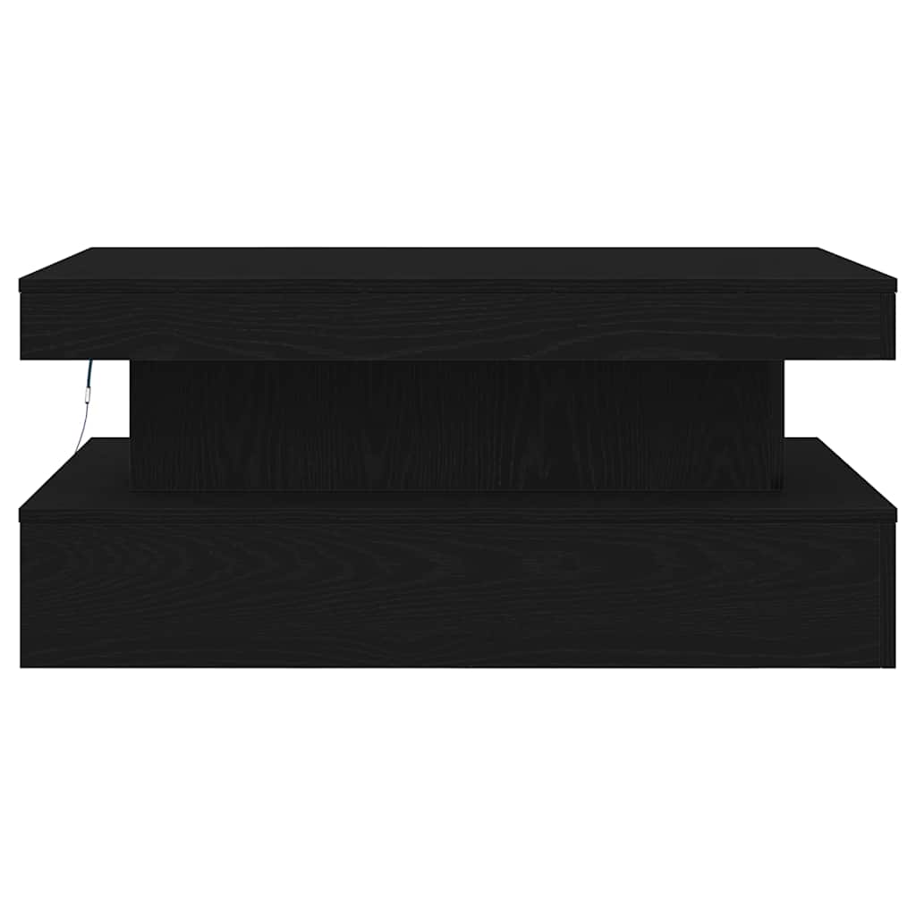 fekete tölgy dohányzóasztal LED-lámpákkal 90x50x40 cm