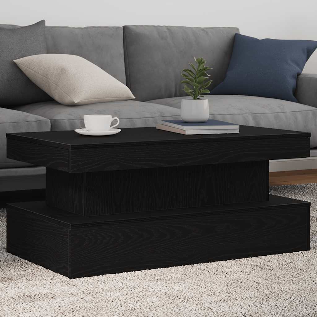 fekete tölgy dohányzóasztal LED-lámpákkal 90x50x40 cm