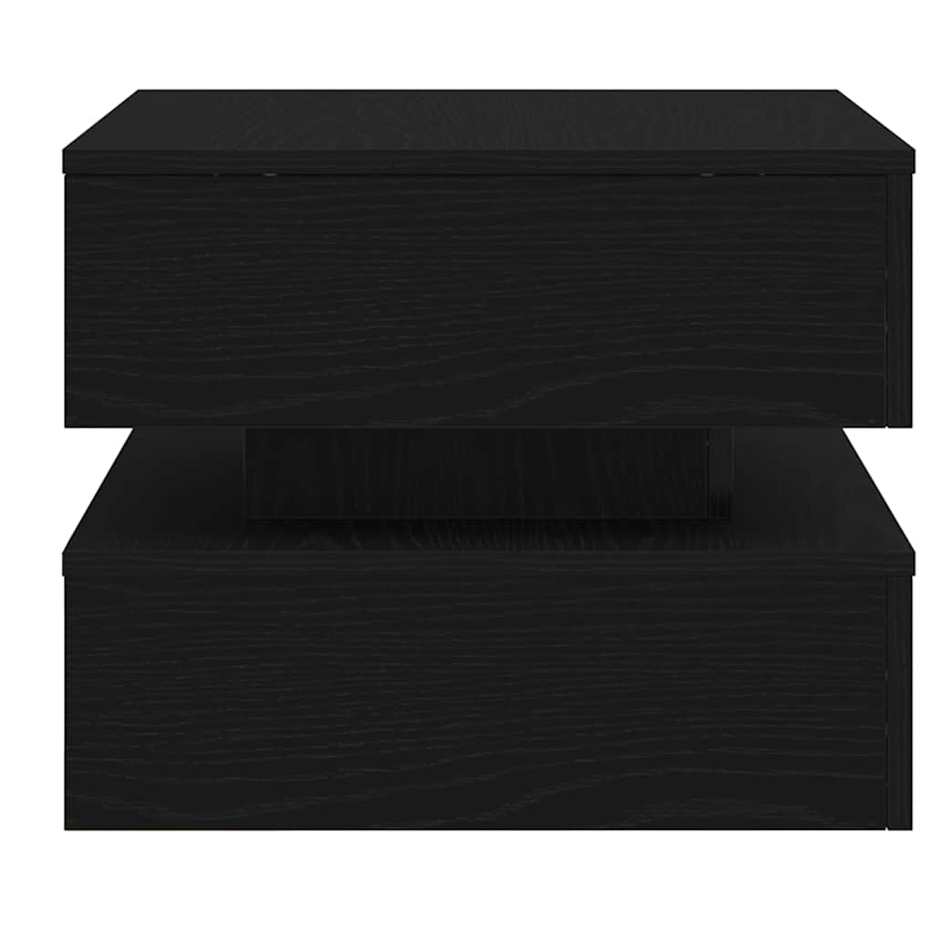 fekete tölgyszínű dohányzóasztal LED-lámpákkal 50 x 50 x 40 cm