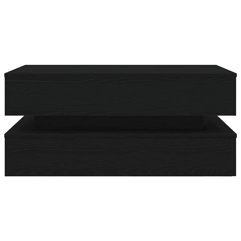 fekete tölgy dohányzóasztal LED-lámpákkal 90x50x40 cm