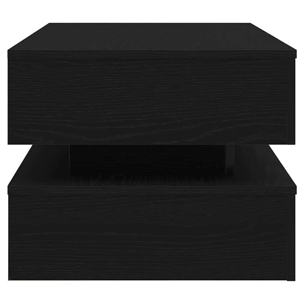 fekete tölgy dohányzóasztal LED-lámpákkal 90x50x40 cm