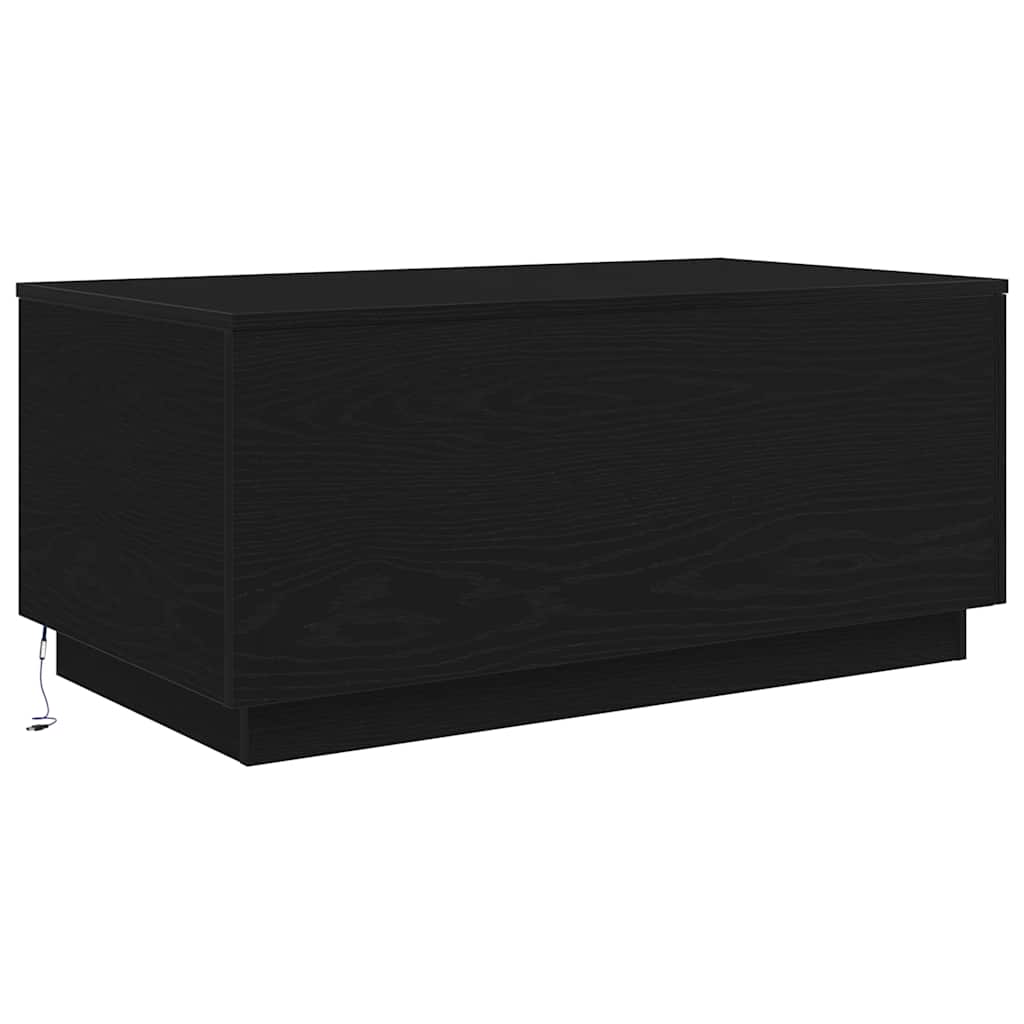 fekete tölgy dohányzóasztal LED-lámpákkal 90x50x40 cm