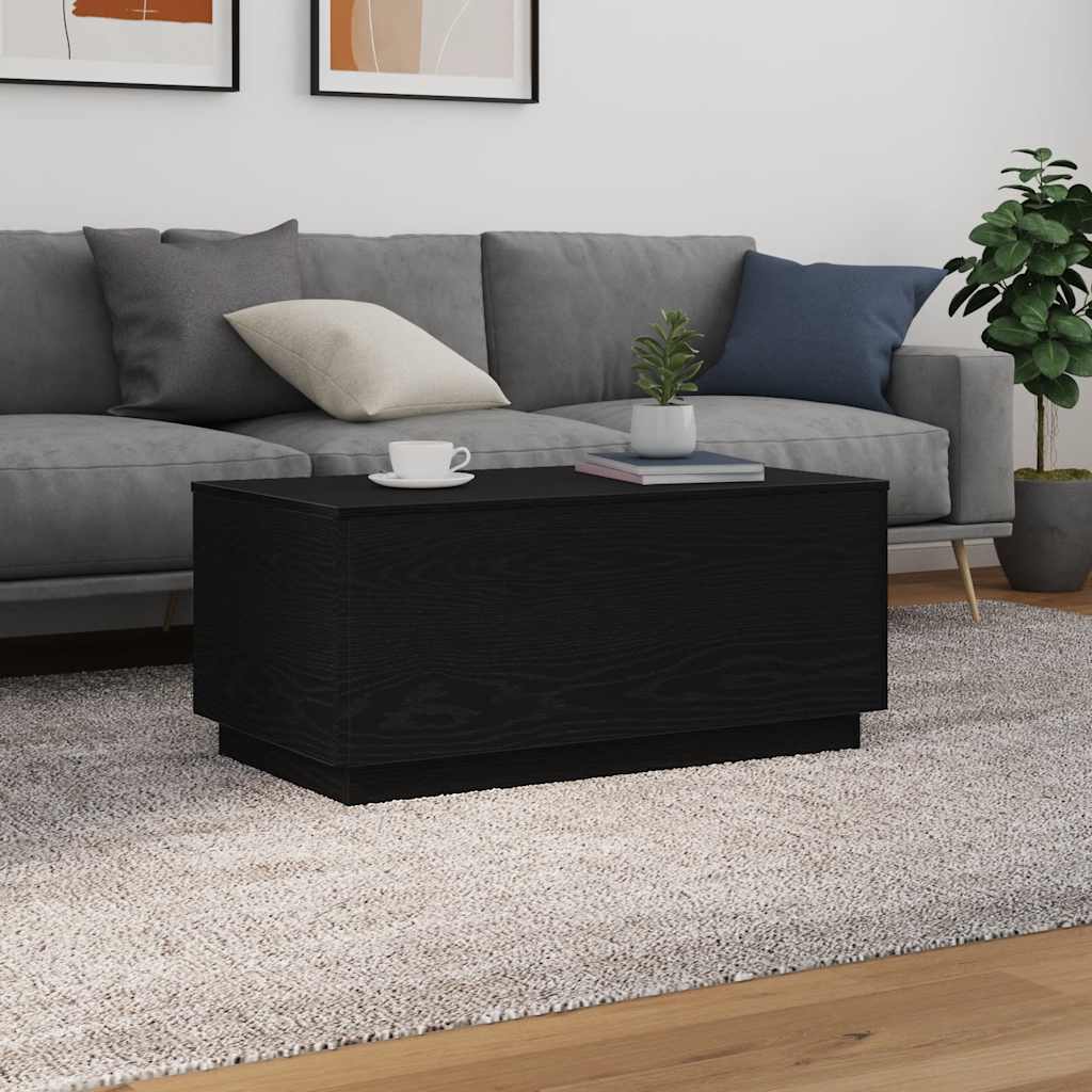 fekete tölgy dohányzóasztal LED-lámpákkal 90x50x40 cm