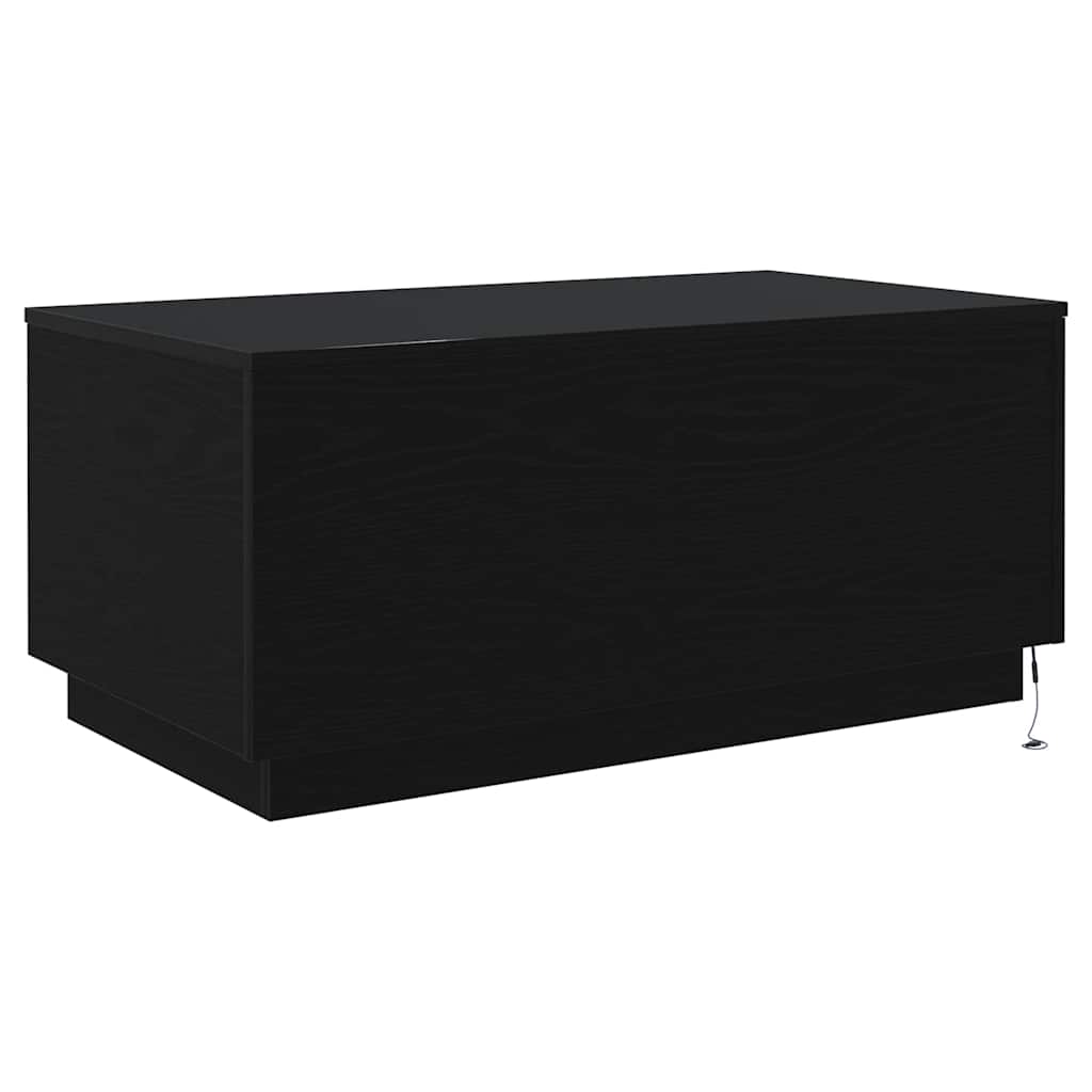 fekete tölgy dohányzóasztal LED-lámpákkal 90x50x40 cm