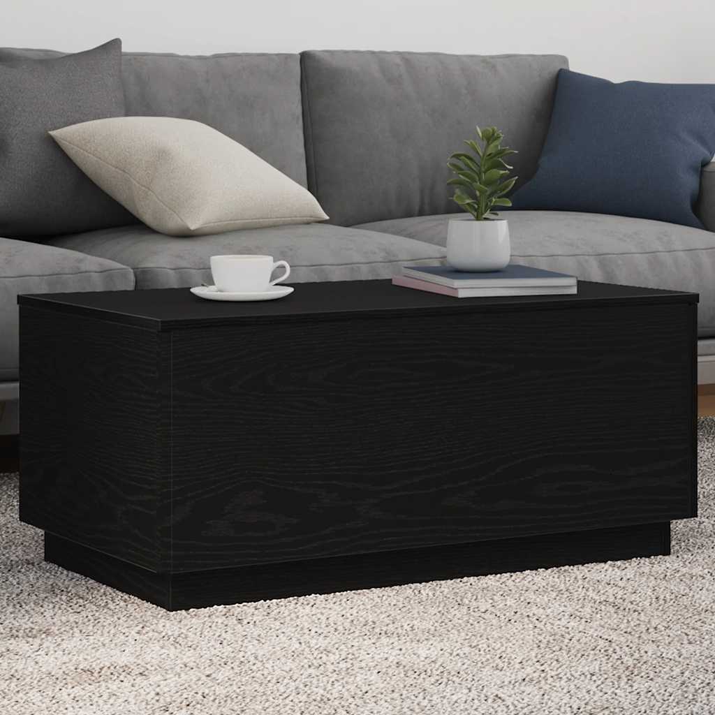 fekete tölgy dohányzóasztal LED-lámpákkal 90x50x40 cm