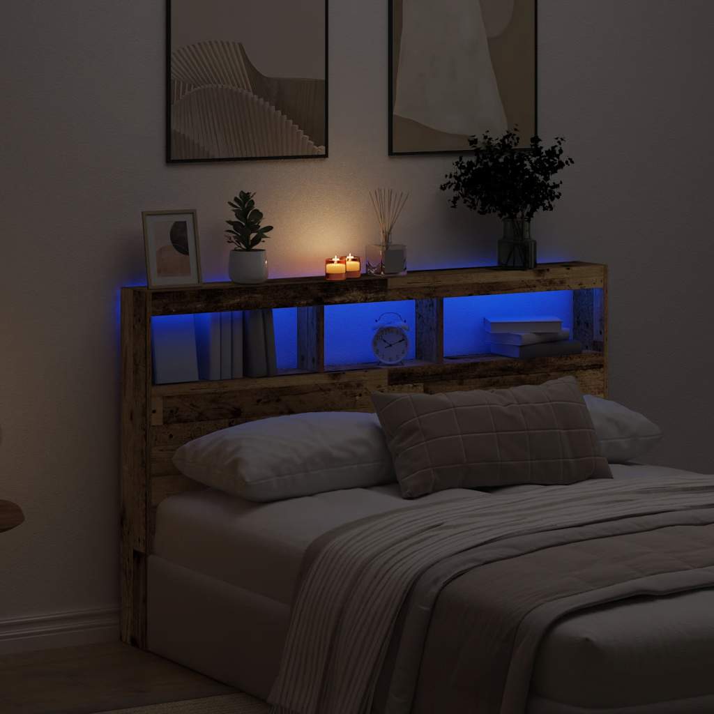 antik fa áthidalószekrény LED-világítással 160 x 17 x 102 cm