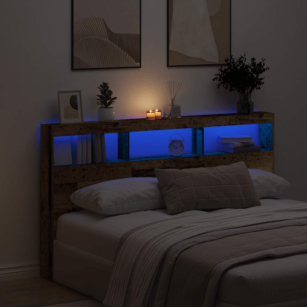 antik fa áthidalószekrény LED-világítással 180 x 17 x 102 cm
