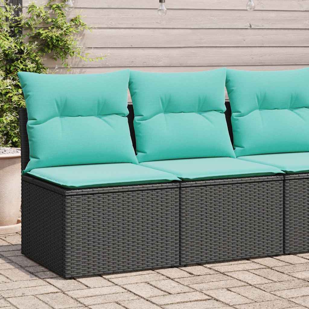 2 részes fekete polyrattan akácfa kerti ülőgarnitúra párnával