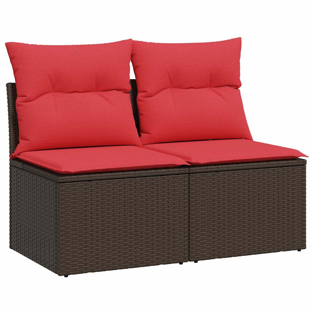 2 részes barna polyrattan akácfa kerti ülőgarnitúra párnákkal