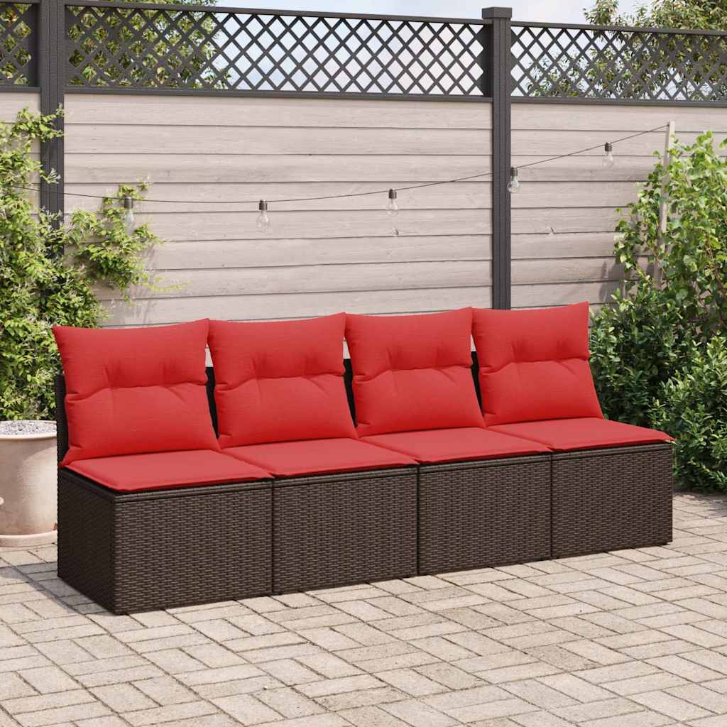 2 részes barna polyrattan akácfa kerti ülőgarnitúra párnákkal