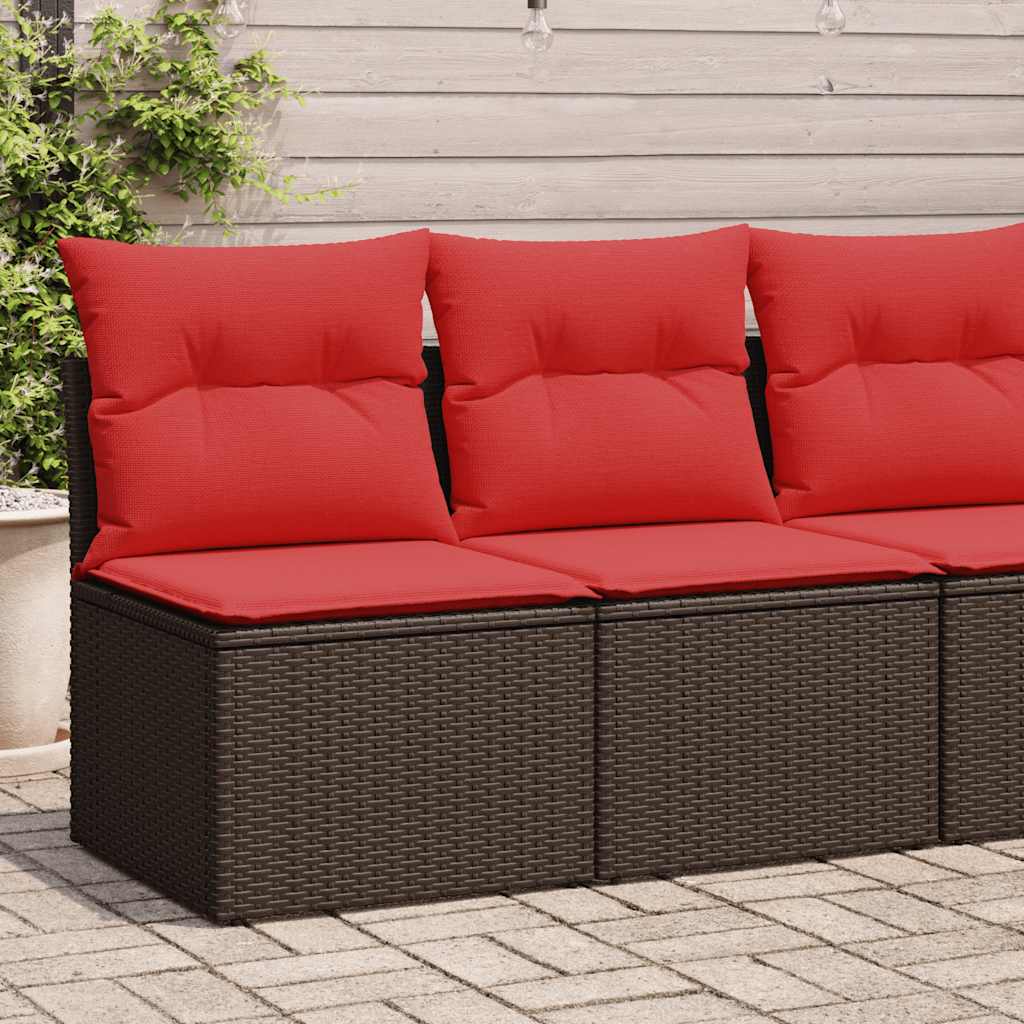 2 részes barna polyrattan akácfa kerti ülőgarnitúra párnákkal