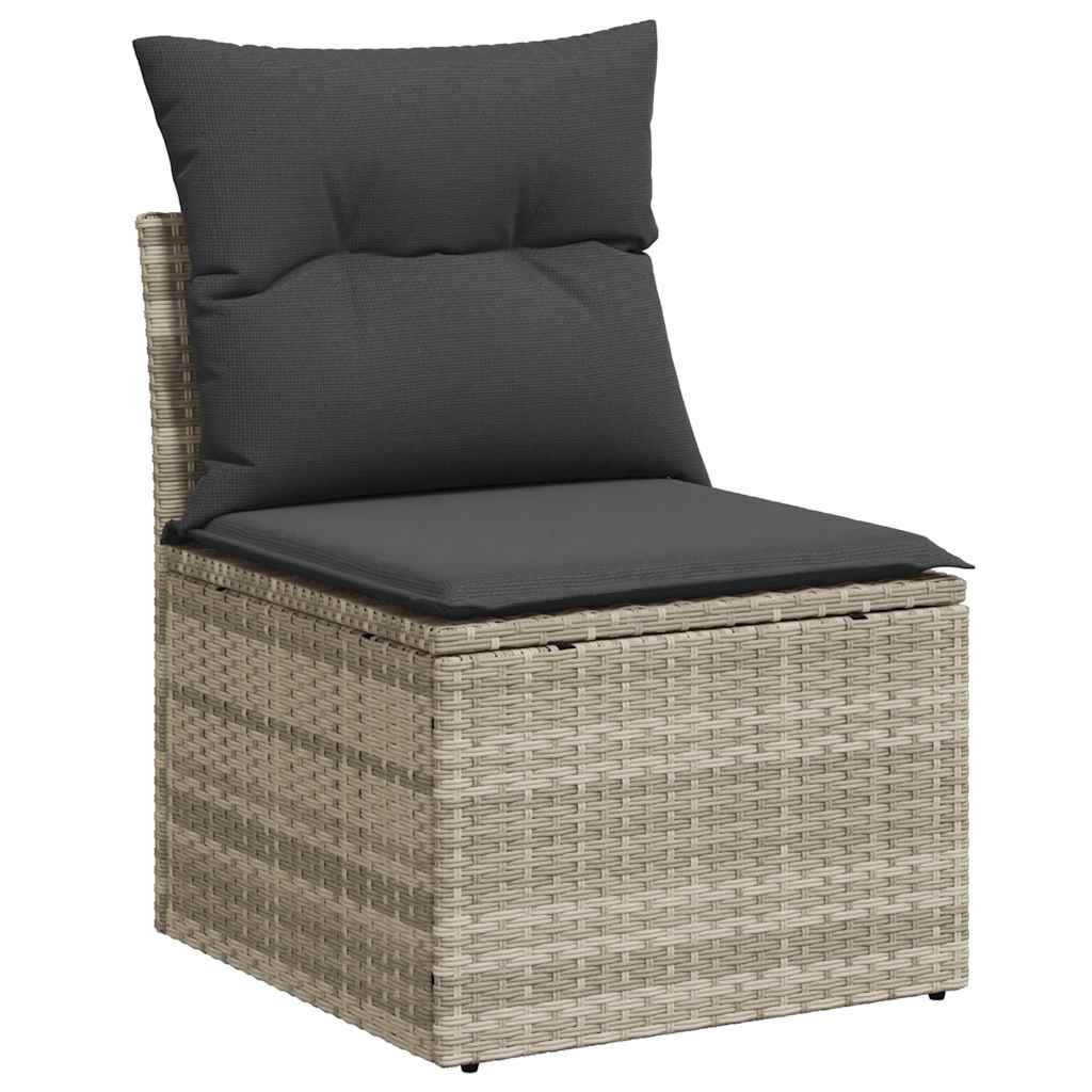 2 részes világosszürke polyrattan akácfa ülőgarnitúra párnákkal