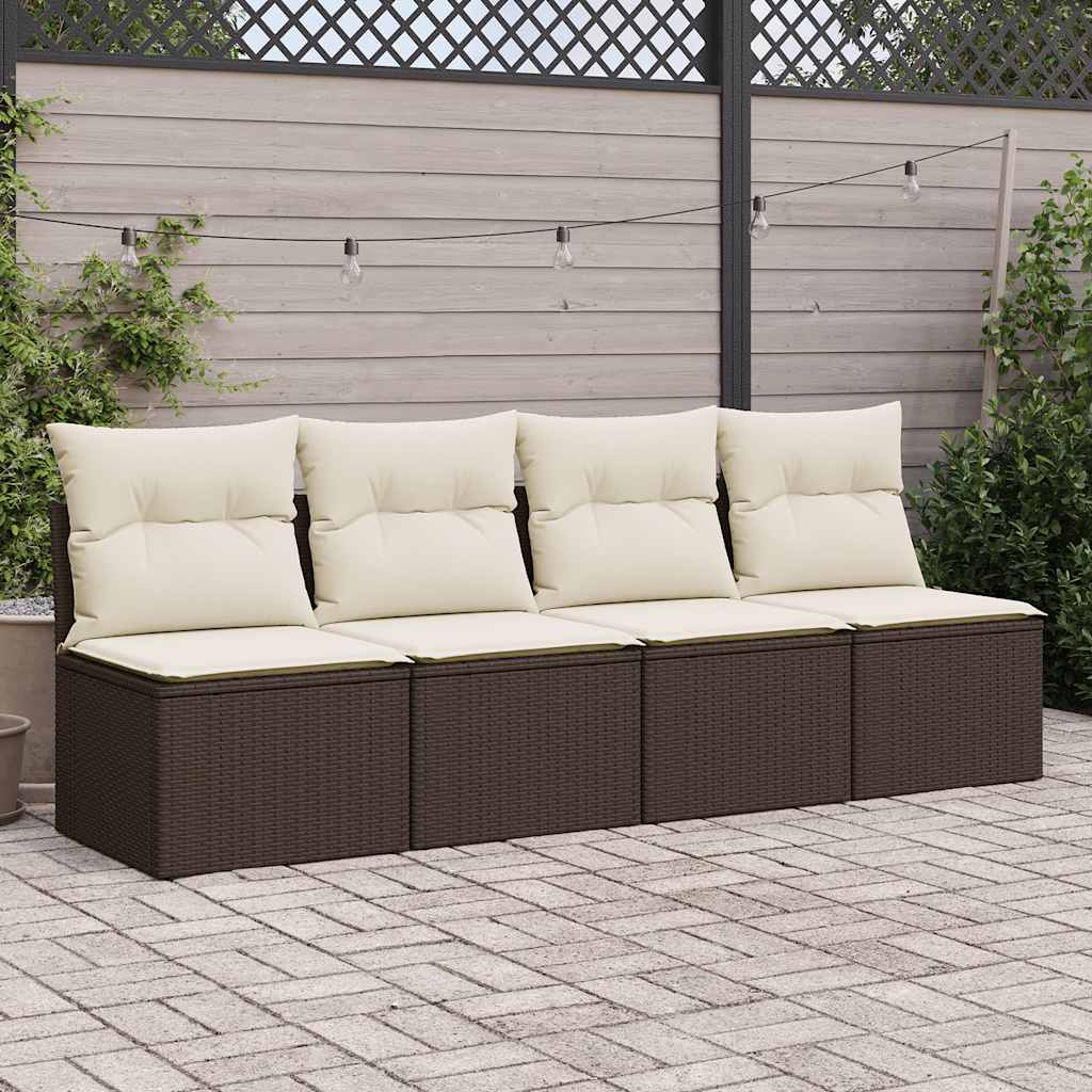 2 részes barna polyrattan akácfa kerti ülőgarnitúra párnákkal