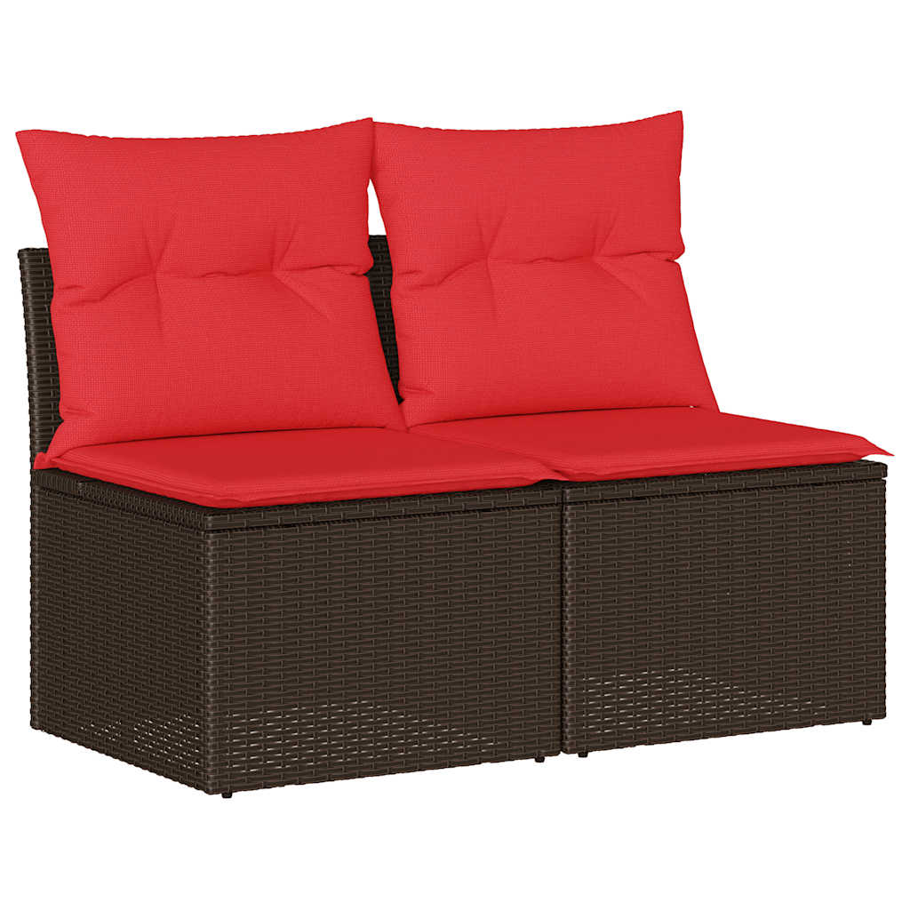 2 részes barna polyrattan akácfa kerti ülőgarnitúra párnákkal