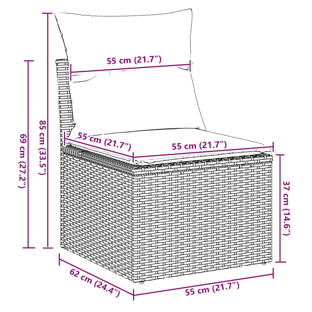 2 részes barna polyrattan akácfa kerti ülőgarnitúra párnákkal