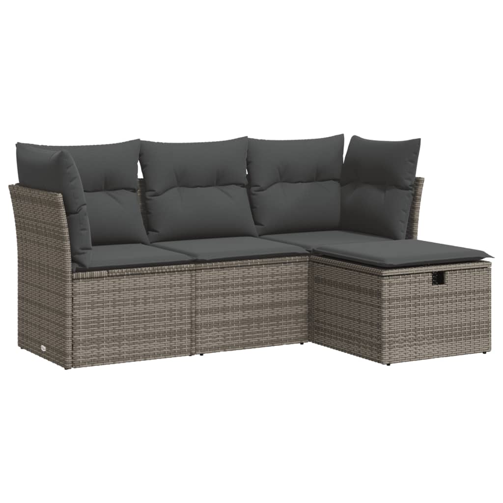 4 részes szürke polyrattan kerti ülőgarnitúra párnákkal