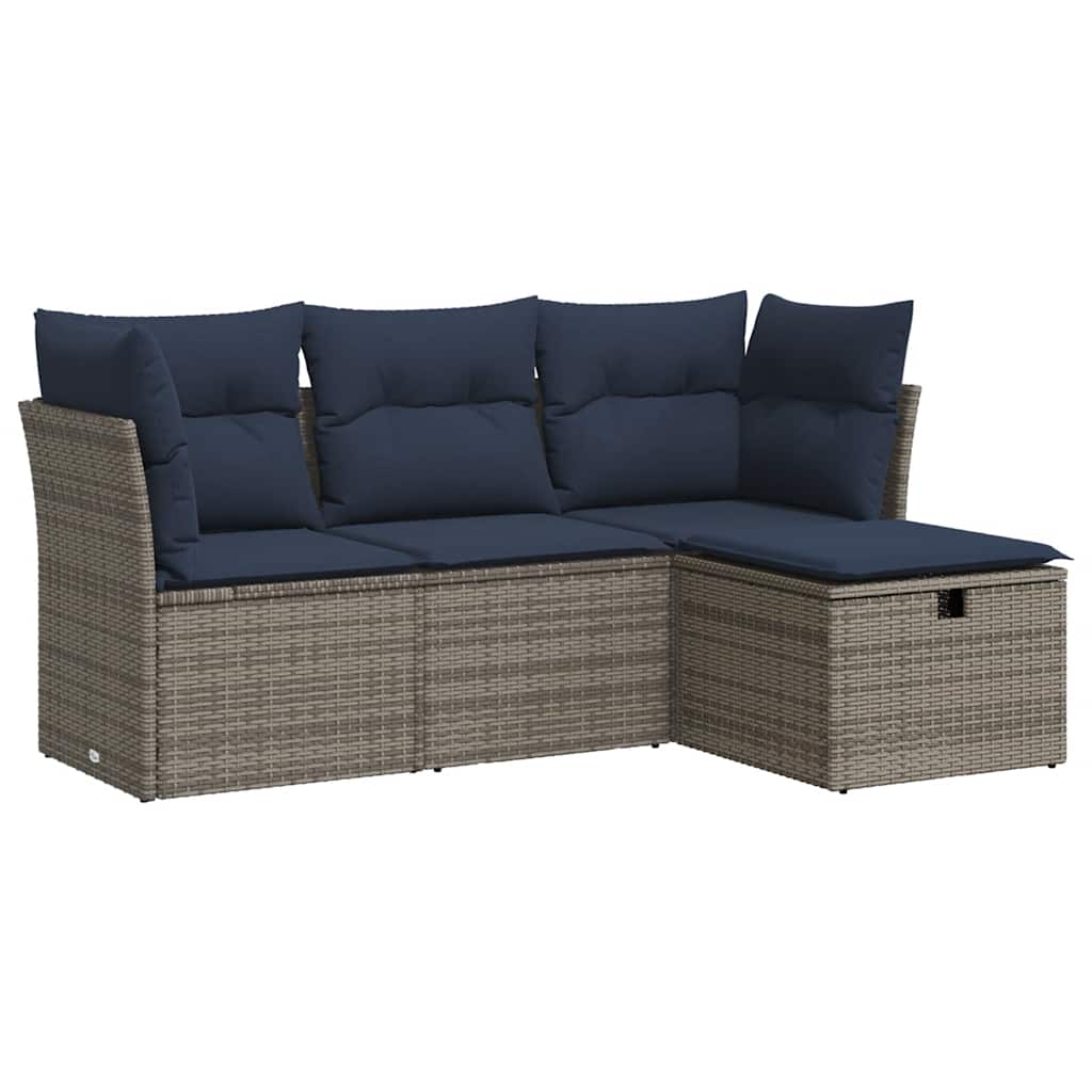 4 részes szürke polyrattan kerti ülőgarnitúra párnákkal