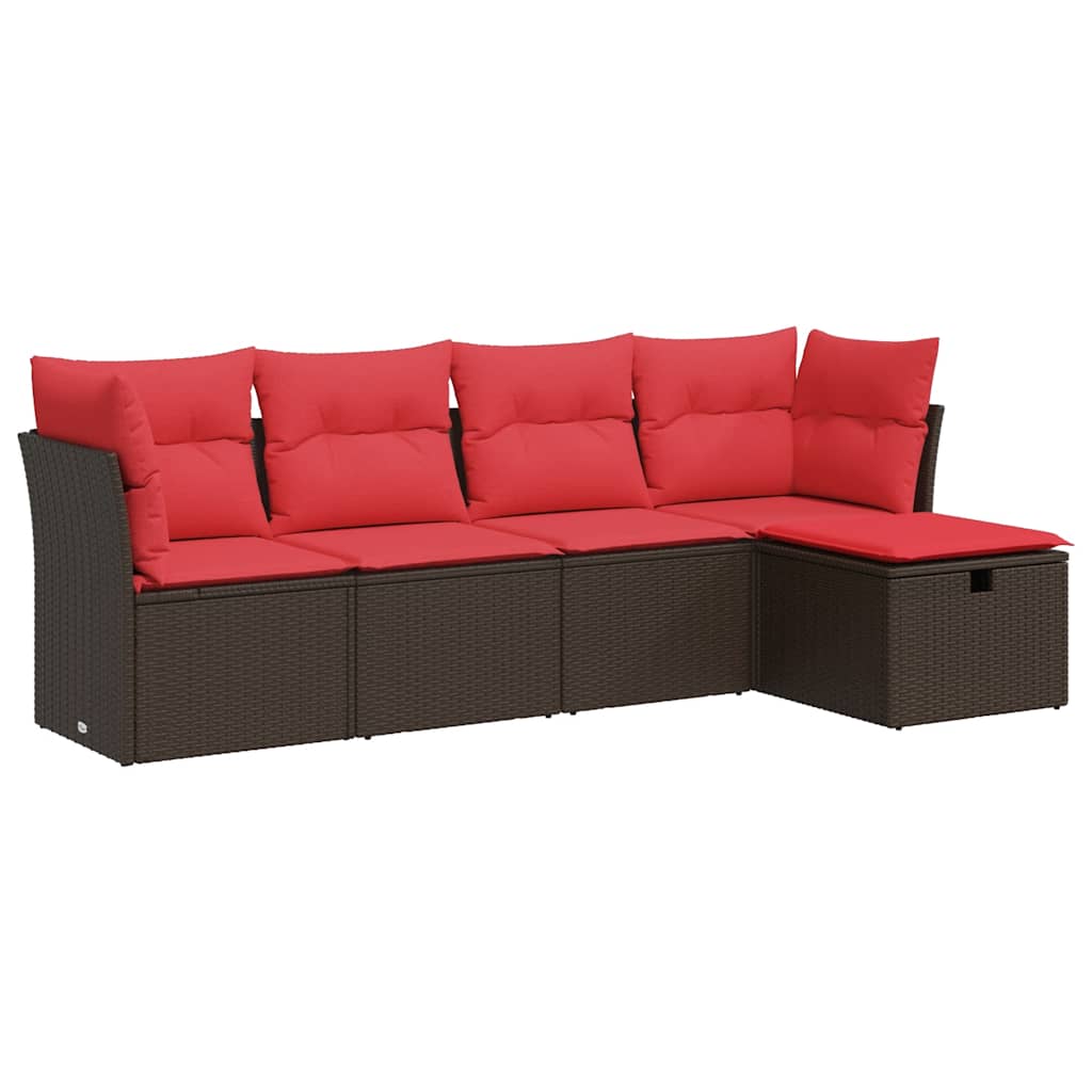 5 részes barna polyrattan kerti ülőgarnitúra párnával