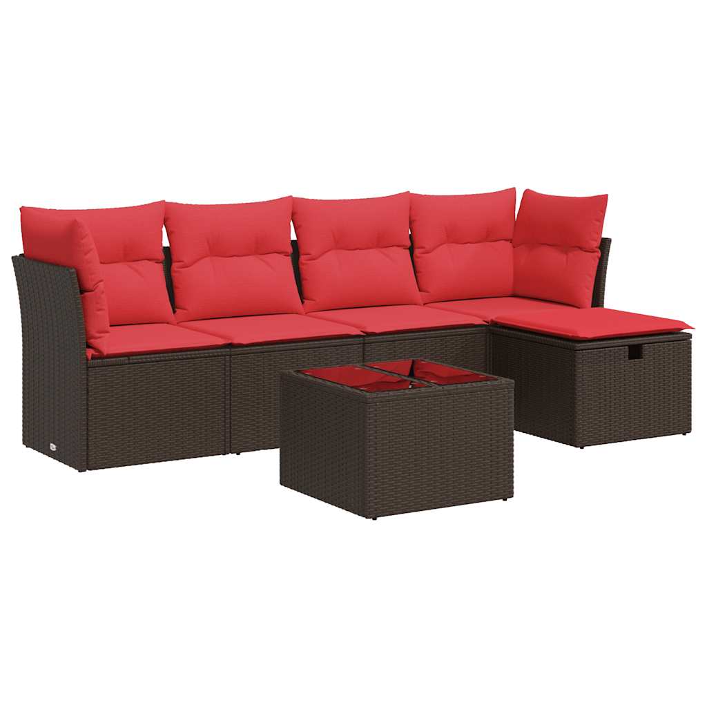 6 részes barna polyrattan kerti ülőgarnitúra párnával