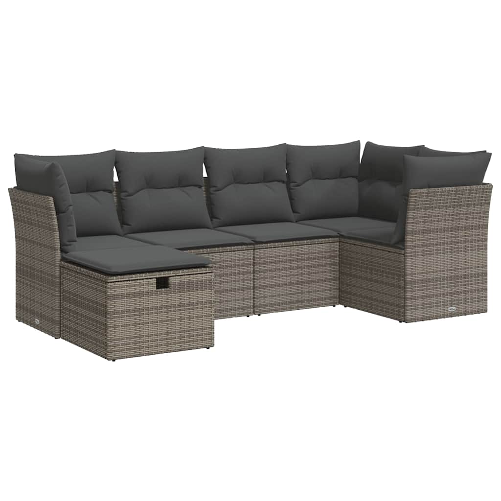 6 részes szürke polyrattan kerti ülőgarnitúra párnákkal