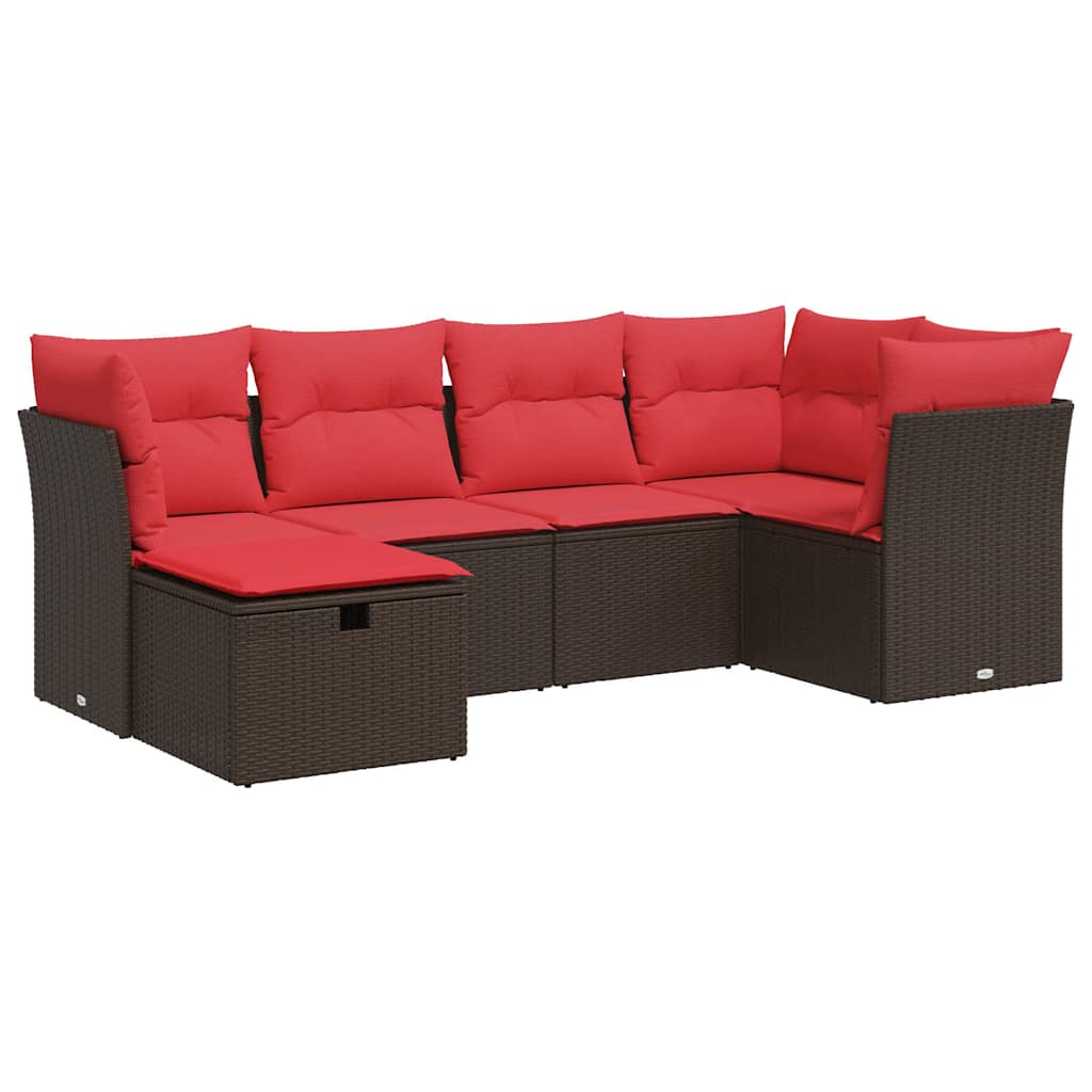 6 részes barna polyrattan kerti ülőgarnitúra párnával