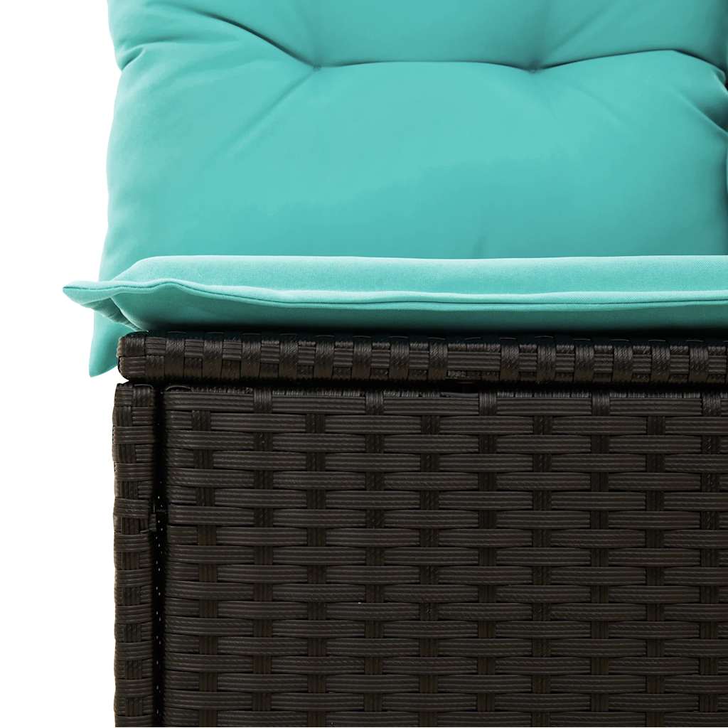 7 részes fekete polyrattan kerti ülőgarnitúra párnával