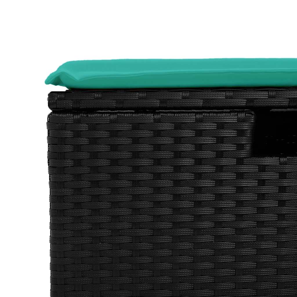 7 részes fekete polyrattan kerti ülőgarnitúra párnával