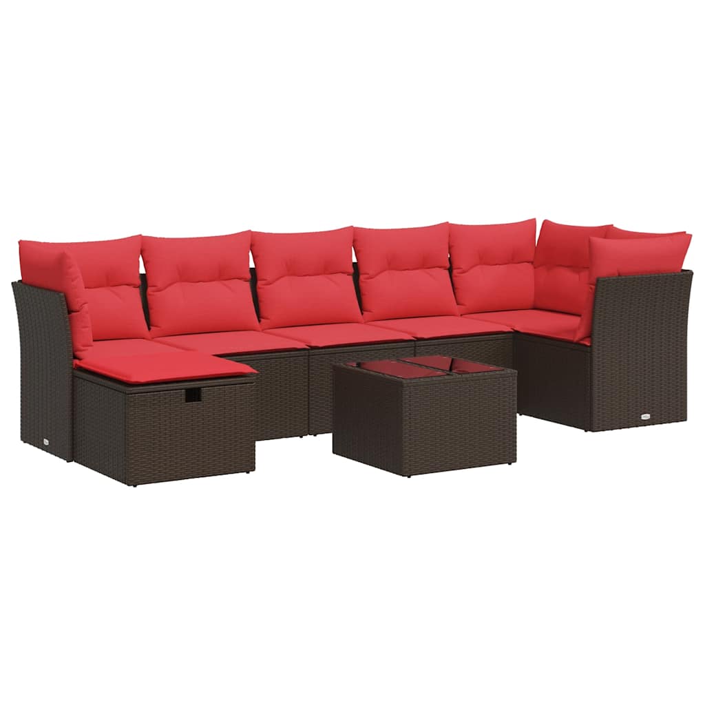 8 részes barna polyrattan kerti ülőgarnitúra párnákkal