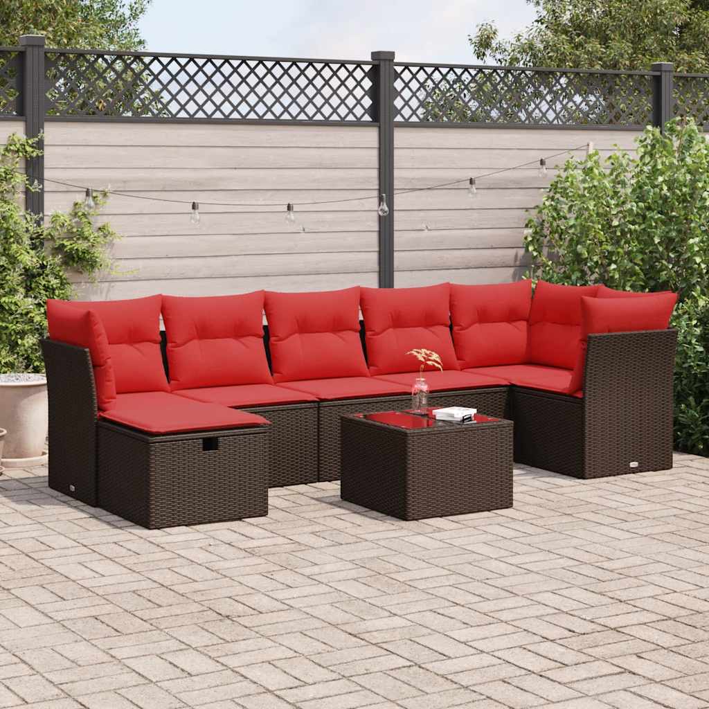 8 részes barna polyrattan kerti ülőgarnitúra párnákkal