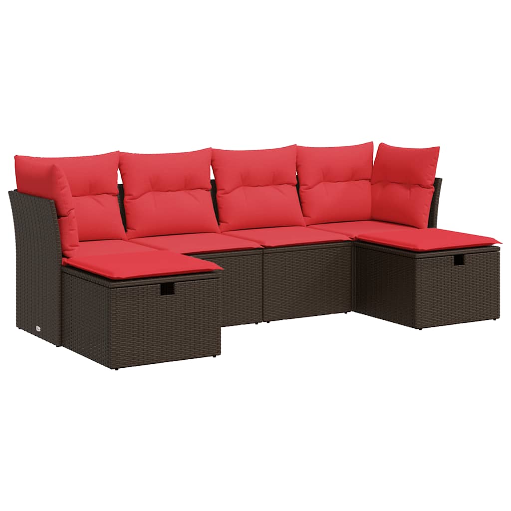 6 részes barna polyrattan kerti ülőgarnitúra párnával